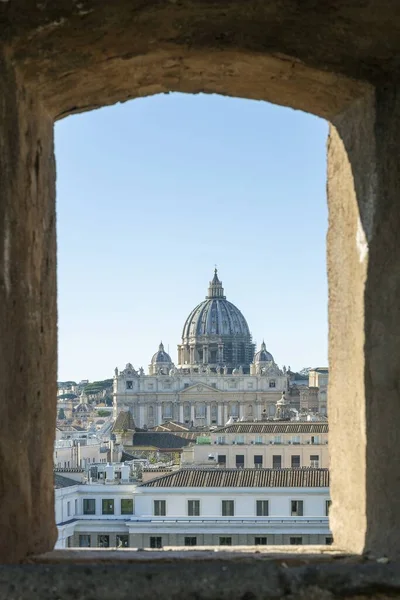 Pemandangan Roma Dan Katedral Santo Petrus Vatikan Dari Mausoleum Hadrian — Stok Foto