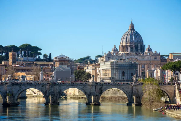 Vista Catedral San Pedro Del Vaticano Desde Puente Umberto Roma — Foto de Stock