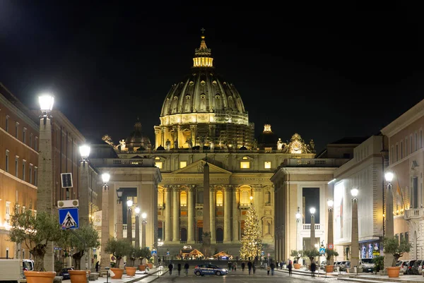 Saint Peter Cathedral Vatican Night Cathedral One Most Famous Travel — Stock Photo, Image