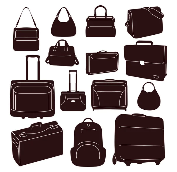 Коллекция дорожных сумок и чемоданов — стоковый вектор