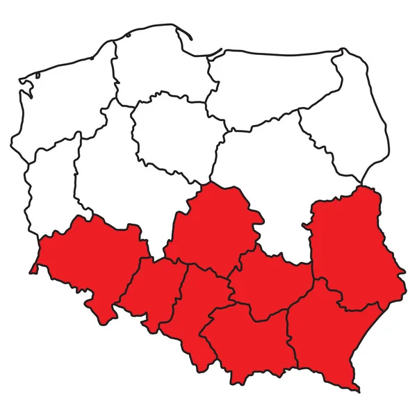 La mappa di Polonia — Vettoriale Stock