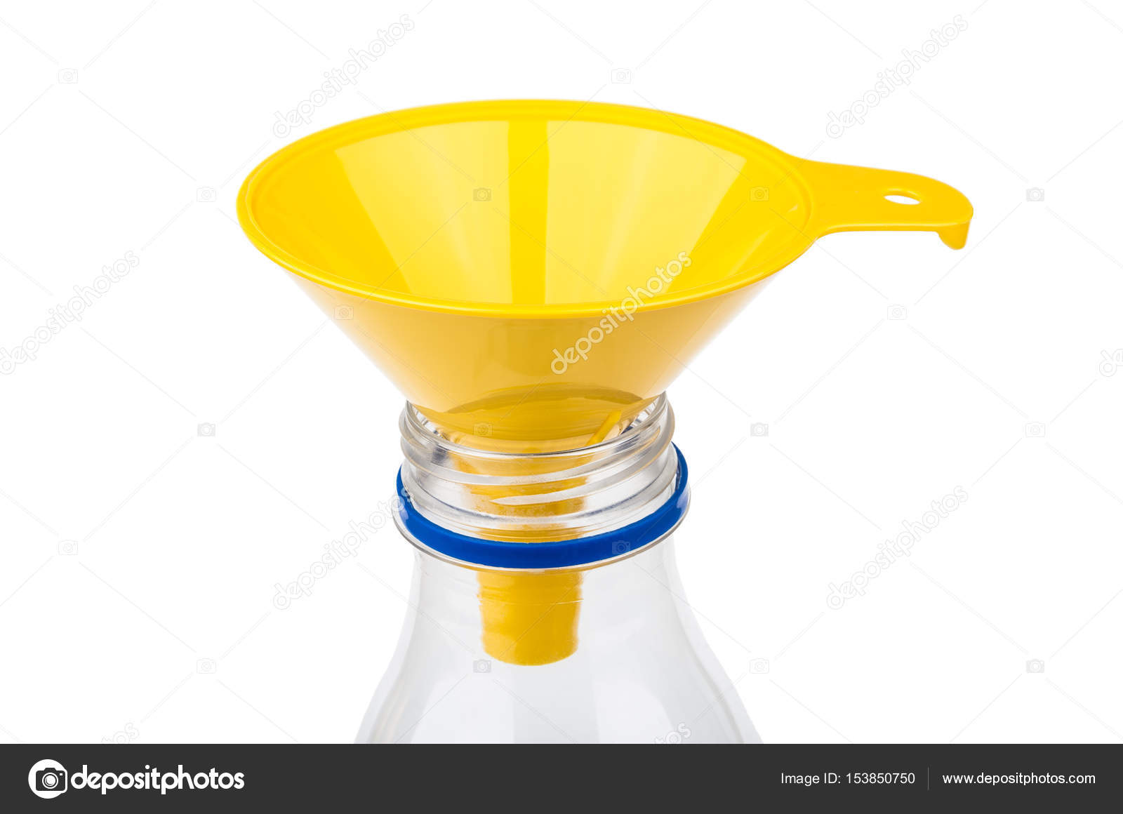 Small Plastic Kitchen Funnel In Transparent Bottle Isolated On W Stock Photo Image By Firstblood 153850750