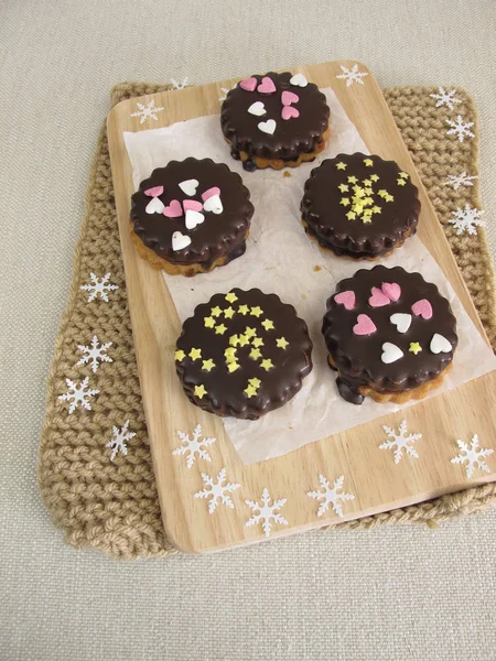 Biscoitos de chocolate duplo recheados — Fotografia de Stock