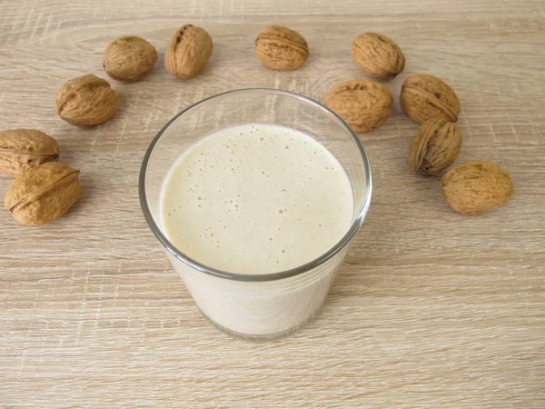 Homemade protein shake with walnut flour — Stock Photo, Image