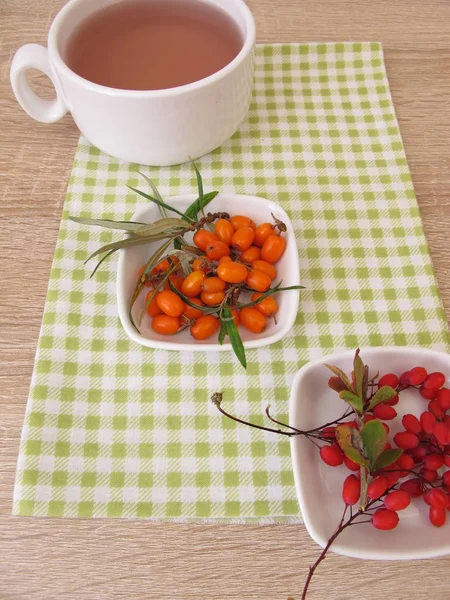 Chá Frutas Com Barberry Espinheiro Mar — Fotografia de Stock