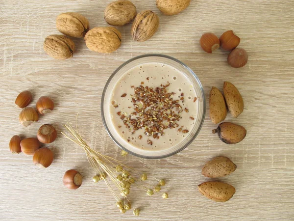 Frullato Proteico Basso Contenuto Carboidrati Fatto Casa Con Farina Noci — Foto Stock