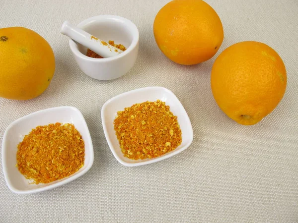 Slupka Nenavoskovaný Oranžové Jemně Mleté Třecí Misce — Stock fotografie