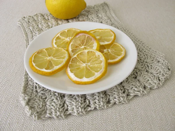 Dried Lemon Slices Plate — Stock Photo, Image