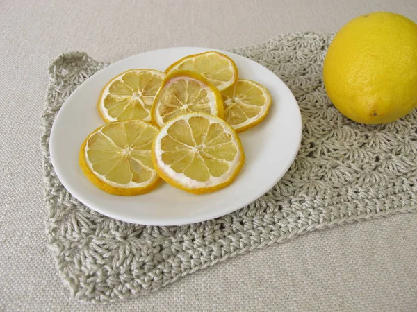 Dried Lemon Slices Plate — Stock Photo, Image