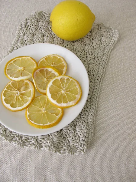 Dried Lemon Slices Plate — Stock Photo, Image