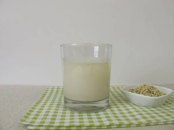 Hemp Milk Drink Peeled Hemp Seeds — Stock Photo, Image