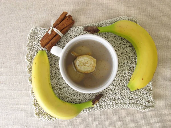 Chá Casca Banana Chá Bananas Orgânicas Casca Banana Canela — Fotografia de Stock