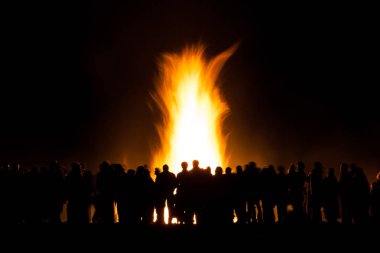 group of people at bonfire clipart