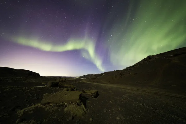 Nisan Ayında Zlanda Daki Reykjanes Yarımadası Üzerinde Kuzey Işıkları — Stok fotoğraf