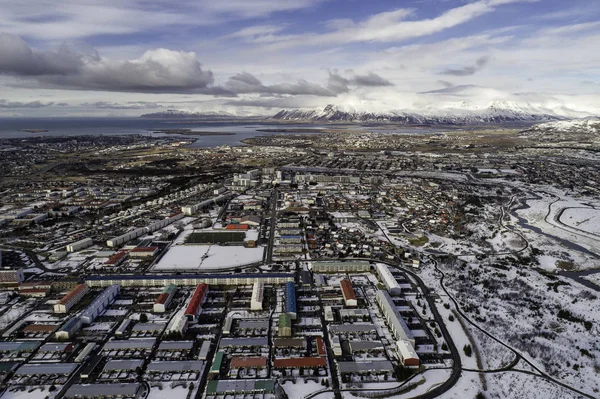 Aerial View Reykjavik City Capital Iceland Worlds Northernmost Capital City — Stock Photo, Image