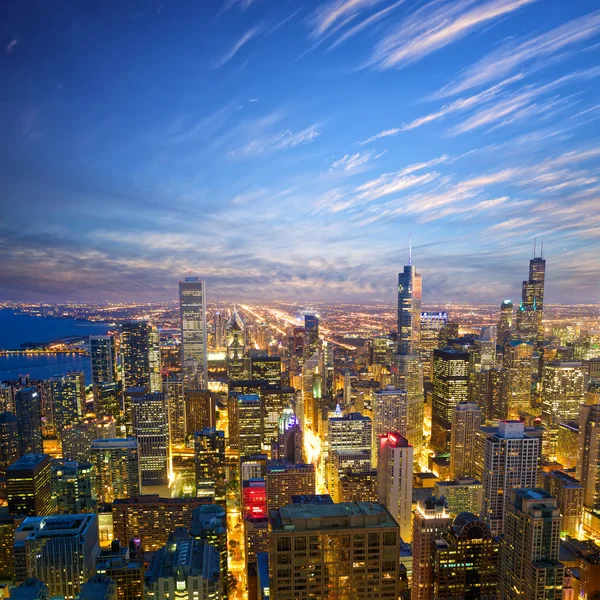 Chicago in de schemering — Stockfoto