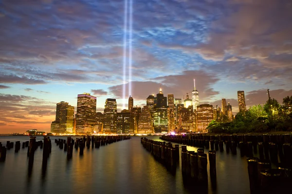 New York with Tribute in Light — Stock Photo, Image