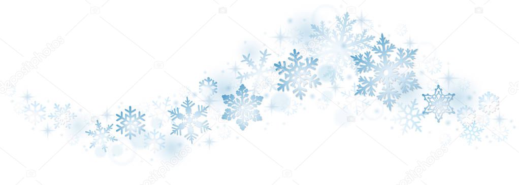 Swirl of blue snowflakes