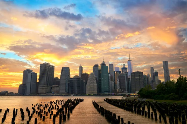 Manhattan při západu slunce — Stock fotografie