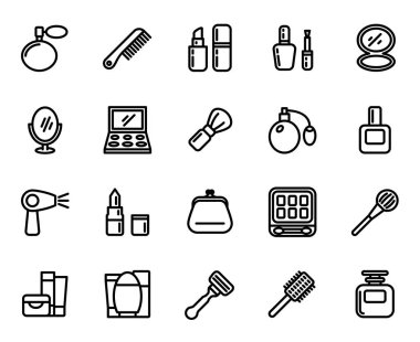 Kozmetik vektör satırları Icons set