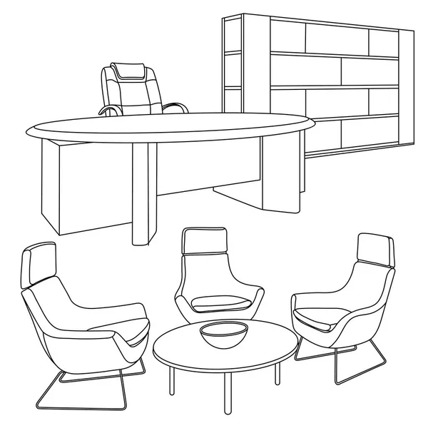 Workplace interior sketch — Stock Vector