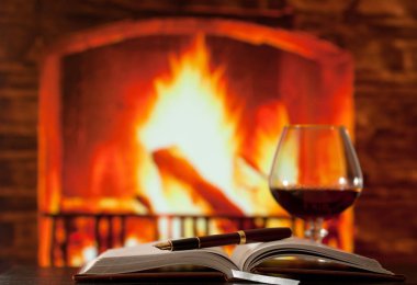 Günlüğü ve brendi cam