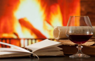 Günlüğü ve brendi cam