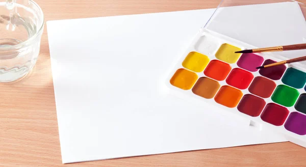 Colored paints on the table — Stock Photo, Image
