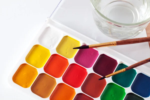 Colored paints on the table — Stock Photo, Image