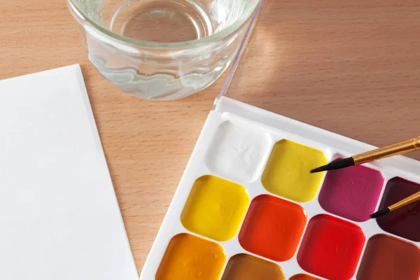 Colored paints on the table — Stock Photo, Image