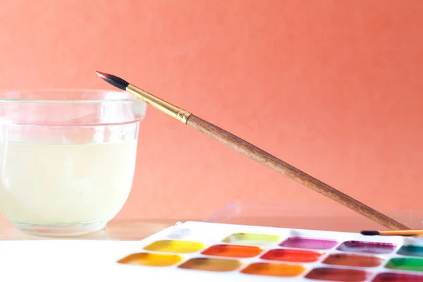 Colored paints on the table — Stock Photo, Image