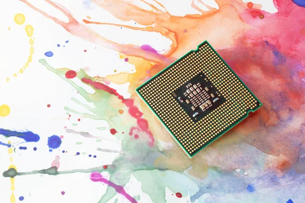 Processor op de verf — Stockfoto