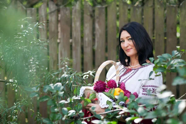 Woman with basket — Stock Photo, Image