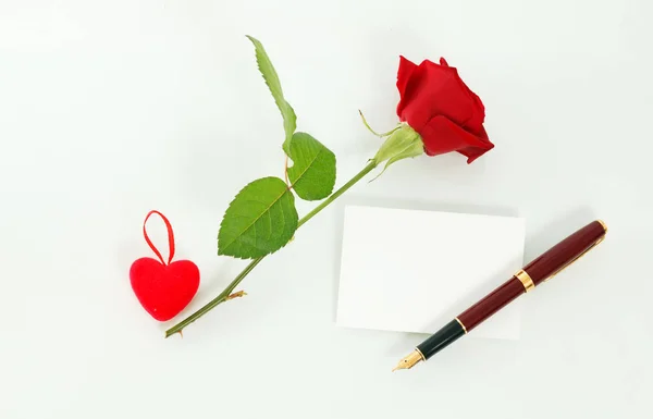 Rose and note — Stock Photo, Image