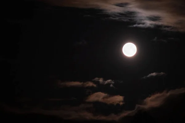 Moon in the clouds in the night sky — Stock Photo, Image