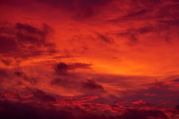 Photo of a evening orange-red sky with clouds — Stock Photo, Image