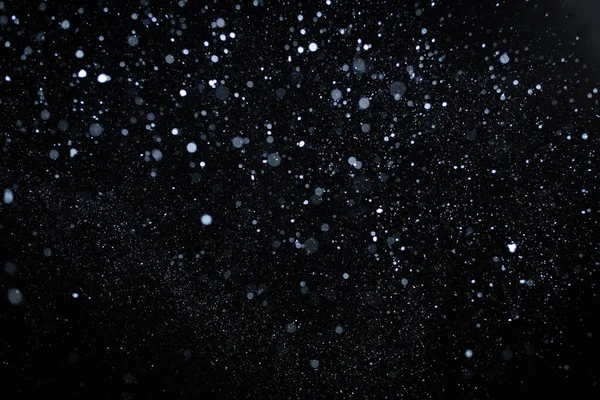 Piękny Latający Ciężki Śnieg Czarnym Tle Nocnego — Zdjęcie stockowe