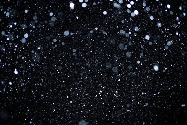 Piękny Latający Ciężki Śnieg Czarnym Tle Nocnego Nieba — Zdjęcie stockowe
