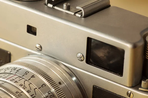 Velho Clássico Telêmetro Filme Mecânico Retro Câmera Close — Fotografia de Stock