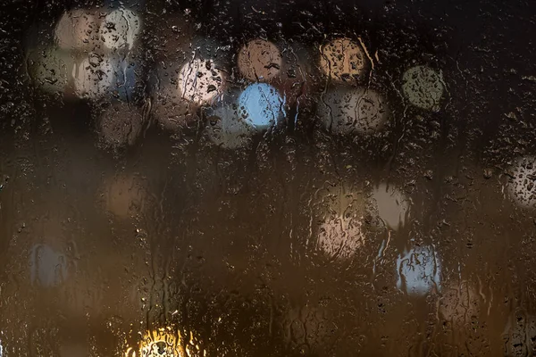 Beautiful Drops Drips Rain Glass Bokeh Background — Stock Photo, Image