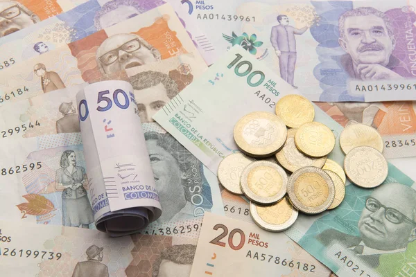 Colombian Money with coins — Stock Photo, Image