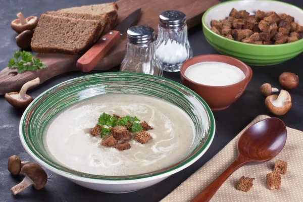 Sopa de cogumelos cremoso — Fotografia de Stock