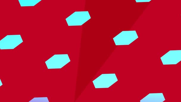Hexagones Azules Abstractos Flotando Espacio Rojo — Vídeo de stock