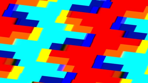 Retro Pixelated Net Van Rode Gele Blauwe Primaire Kleur Pixels — Stockvideo