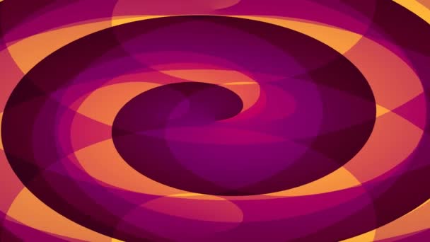 Теплые Фиолетовые Желтые Спирали Объединяются Абстрактный Цикл — стоковое видео