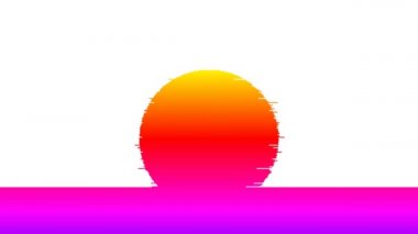 Yırtık Neon Günbatımı Gündoğumu İlginç Retro Canlandırması