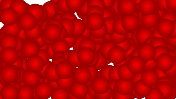 Colocação Aleatória Esferas Vermelhas Aleatoriamente Através Quadro — Vídeo de Stock