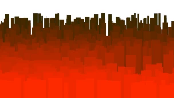Vibrující Krvavě Červené Věže Abstraktní Hlučné Kymácející Drsné Město Cityscape — Stock video