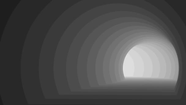 Descendo Túnel Subterrâneo Arredondado Escala Cinza Direção Luz — Vídeo de Stock