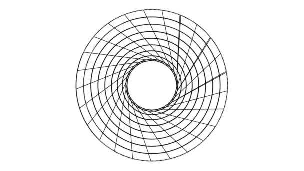 Morphing Polar Circular Grid Pattern Pulsando Cambiando Máscara Bucle Sin — Vídeos de Stock